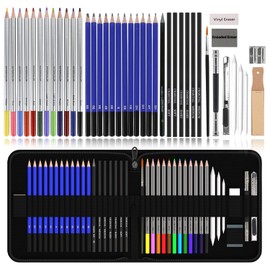 VIDA4U 42PCS Kit de Lápices de Dibujo, Lápices de Colores para Boceto Profesionales, Pintura de Lápices de Carbón, Juego de Arte de Lápiz de Grafito, Regalo de Cumpleaños y Navidad