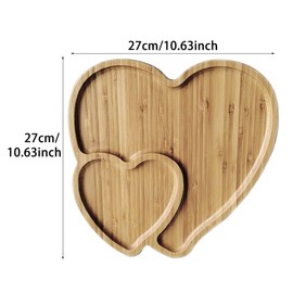 Wooden Serving Tray Heart Shaped Cheese Board Salad Plate Dinner Plate Cake Plate Decorative Serving Platter Plate for Snack Candy Food Fruit Decor (Size:10.63x10.63x0.63inch)