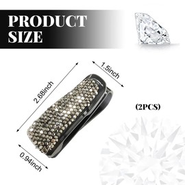 Wevdn 2 PCS Car Sun Visor Glasses Holder, Fashion Bling Car Eyeglasses Sunglasses Hanger for Women Girls, Glasses Holder Clip Hanger Mount with Ticket Card Clip, Car Accessories (Bright Black)