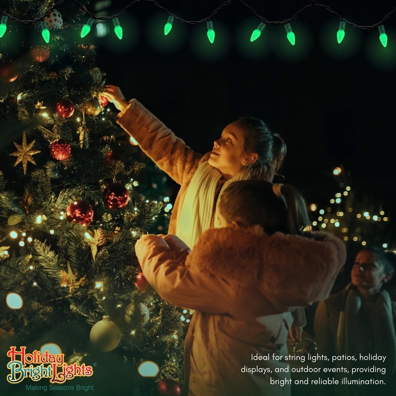 Holiday Bright Lights C7 LED Light Bulbs, 25 Opaque Green