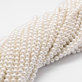Ornazy 470Pcs 4mm White Shell Pearls Smooth Round Loose Beads Imitation Pearl Spacer Beads Strand for Jewellery Making DIY Crafts Home Decoration