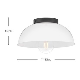 Lark STU Small Flush Mount Light - Cased Opal Glass Shade, Transitional Style - Black Finish