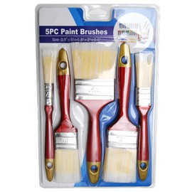 Hometeq - (5 Pack) 2.5", 2", 1.5", 1", 0.5" Paint Brushes Designed Latex or Oil Based Paints for Indoor or Outdoor with Comport Handle (C)