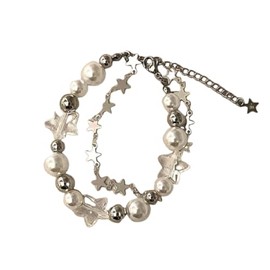 Kysin Chiys Y2k Star Beaded Adjustable Bracelets Sparkling Kawaii Double Layer Bracelet for Women Planet Trendy Fairycore Jewelry Fairy Grunge Accessories - B