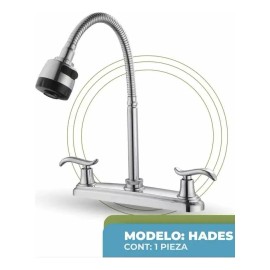 Mezcladora EcoFlux Hades Cuello Flexible 50cm Doble Comando Acabado Cromado