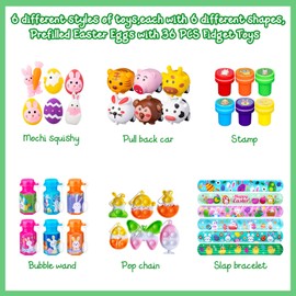 DMIGHT DMIGHT 36 PCS Prefilled Easter Party Favors Including Keychains, Stampers, Easter Party Decorations