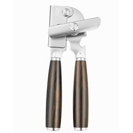 LUNERKU Portable Kitchen Manual Can Opener and Bottle Openers, Soft Ergonomic Solid Wood Handle,Heavy Duty Stainless Steel Sharp Blade with Large Turn Knob Easy to Open for Seniors(Exotic Ebony)