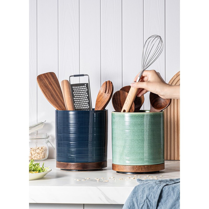 Utensil Holder, 360° Rotating Extra Large Ceramic Kitchen Utensil Holder