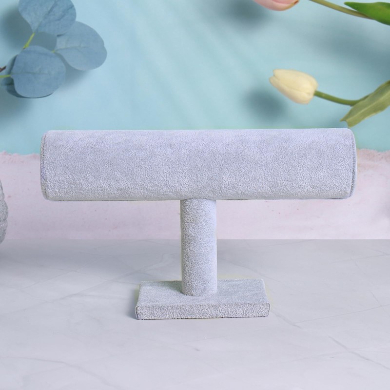 Bocar Grey Velvet Bracelet Display Stand T-Bar Display Holder Organizer