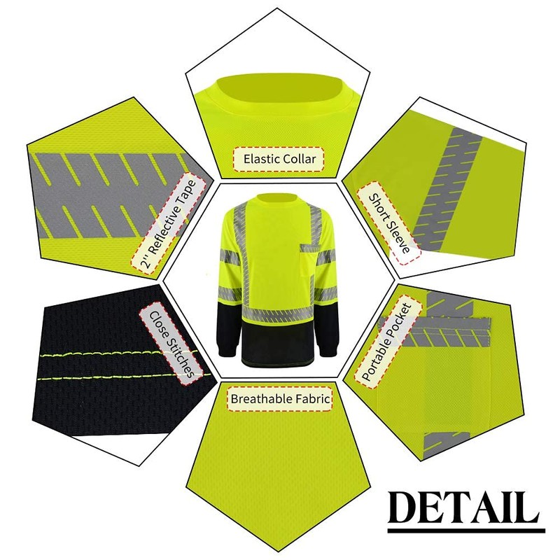 LOVPOSNTY Safety Shirts ANSI Class 3 Hi Vis Shirts with