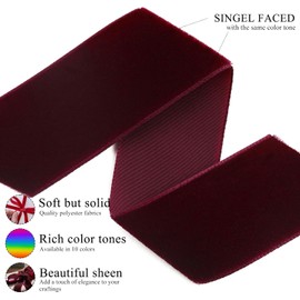 Velvet Ribbon for DIY Crafts Gift Wrapping, Trimming Ribbon for Christmas Tree Decor Wedding Bouquet Making Baby Shower Party Decoration Choker Hair Bow Hat Wreath Making, (Burgundy, 1" x 10 Yard)