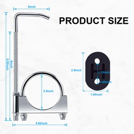 2PCS Exhaust Hangers, 3"Exhaust Clamp with Hanger Rear, 304 Stainless Steels Muffler Hanger, Universal Rubber Exhaust Hangers for Car Truck Exhaust Pipe (2Pcs 3 Inch)