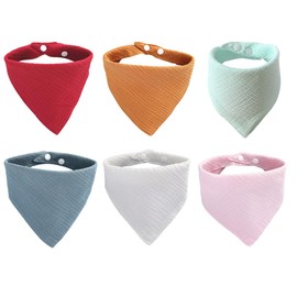 ZKSXOA Baby Bandana Dribble Bibs 6 Pack, Double Layer Cotton Muslin Baby Bibs with 2 Adjustable Snap, Soft and Absorbent Baby Drool Bibs for Newborns, Toddlers, Boys and Girls