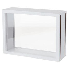 OLYCRAFT Rectangular Shadow Box 18.8 x 6 x 14 cm Wooden Shadow Box Display Case White Shadow Box Frame with Double-Sided Clear Acrylic Window for Dried Flowers Leaves Samples
