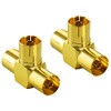 POPPSTAR 2 x Satellite TV Coax Adapter Splitter T-piece (3x