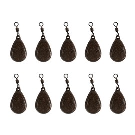 10 Pcs Carp Fishing Weights, 43g Flat Pear Swivel Fishing Sinker Weights, Fishing Tackle Accessories for River, Saltwater, Freshwater - Light Brown
