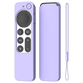 K TOMOTO Kompatibel mit Apple TV 4K Siri Remote Case 2021, Seidenweiche Anti-Rutsch-Silikon-Schutzhülle für Siri-Fernbedienung 2. Generation [inkl. Schlüsselband], Hellviolett