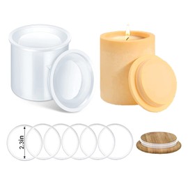 MUAECH Candle Jar Molds, Silicone Concrete Molds for Candle Holder with Lids, Cylinder Candle Pot Molds for Candle Making, Candle Vessels Cement Molds for Candke Making Supplies