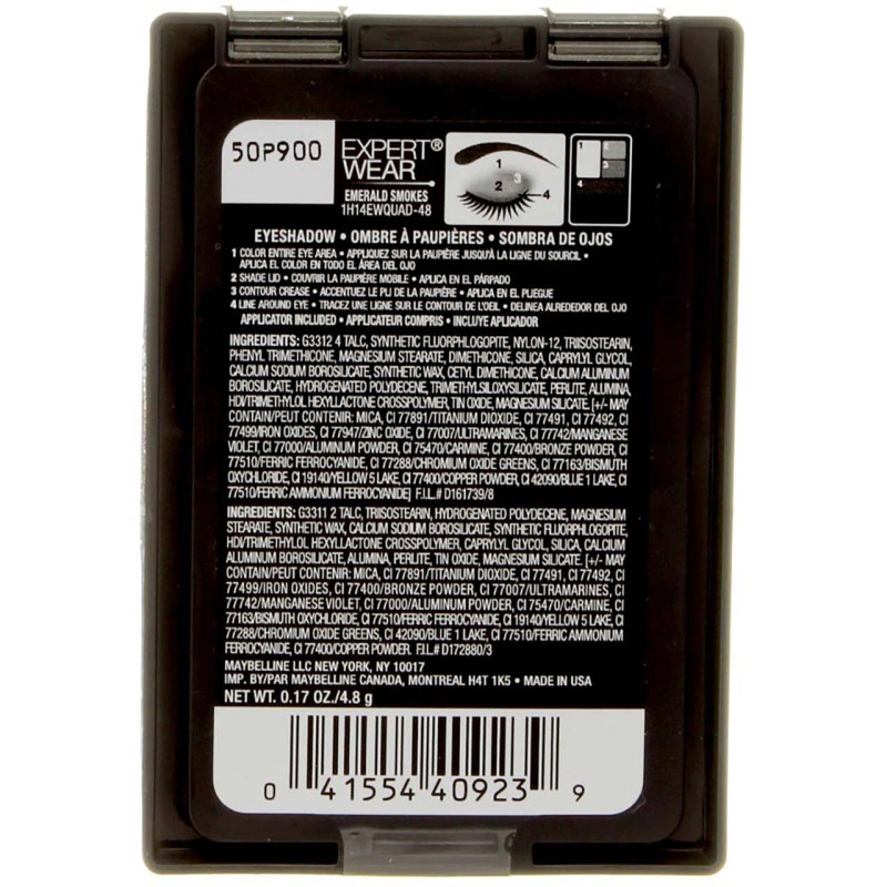 Maybelline Expert Wear Eyeshadow Quads, Emerald Smokes 48Q, 0.17 oz