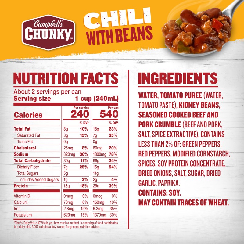 Campbell's Chunky Chili with Beans Roadhouse, 19 oz. Can