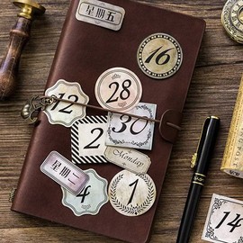 45 Pcs Number Retro Diary Antique Vintage Stickers Decor Stickers Antique Collage Retro 0804