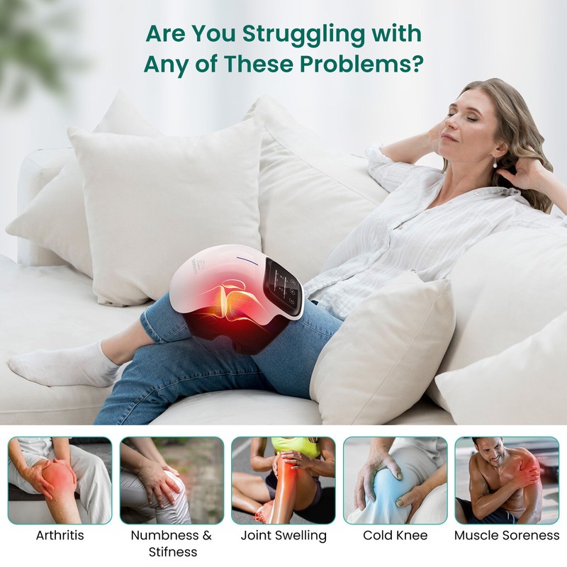 Snailax Knee Massager with Heat IR & LSR Light,3 Heating