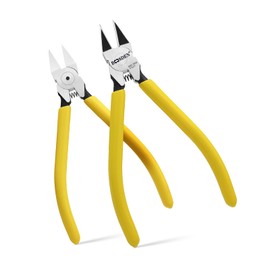 BOOSDEN Small Wire Cutters 2 Pack, 6 inch Wire Cutting Pliers, Dikes Spring Loaded Side Cutters, Flush Cut Pliers, Precision Wire Cutters for Crafting/Artificial Flowers/Jewelry Making