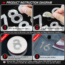 Locacrystal 40Pcs Bling Rhinestone Numbers Self-adhesive Glitter Number Stickers for Mailbox Cars Doors Crafts 0-9 DIY Crystal Iron-on Numbers for Clothing crafts(Crystal/White,1.57")