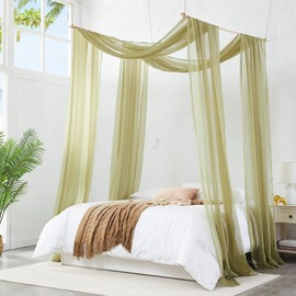 Warm Home Designs Set of 2 Sage Green Canopy Bed Curtains in 55 x 144 Inch Size. 2 Twin Bed Canopy Curtains Can Be Turned Into Bed Scarves, Kids Bed Tent, Bed Canopy for Girls. BF Double Sage 144"