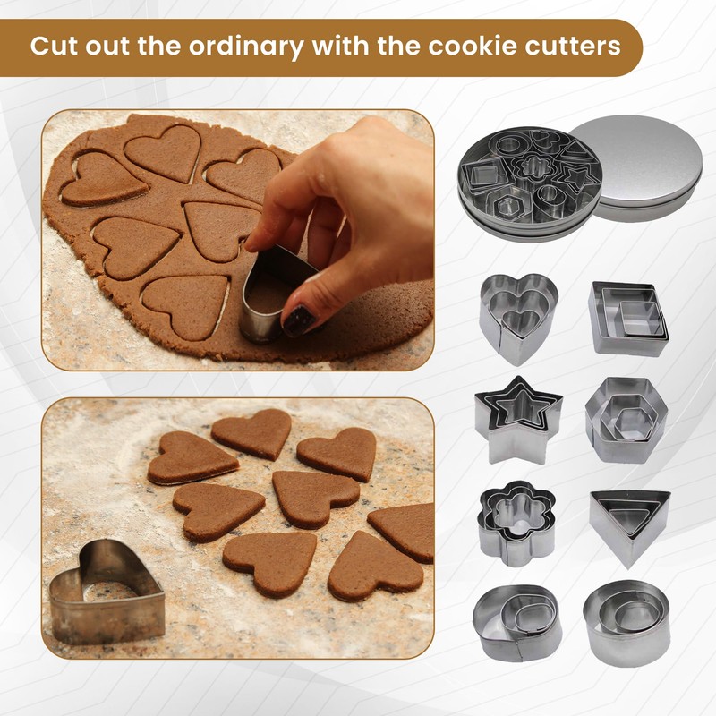 Gadgetime USA Stainless Steel Mini Cookie Cutter Set (24 pcs)