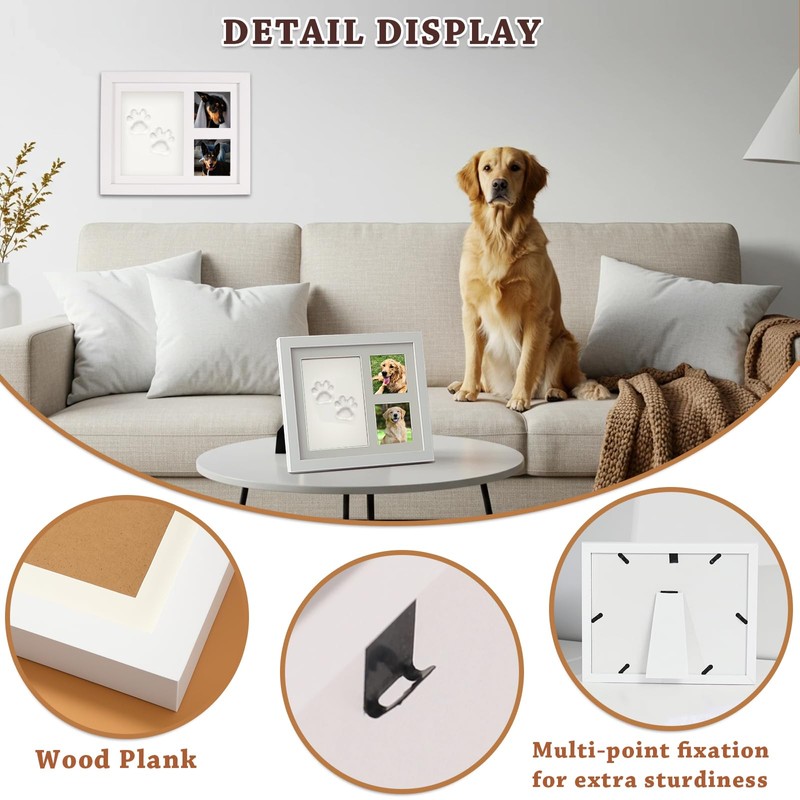 Pet Paw Print Photo Frame Kit with Clay - Dog
