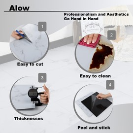 Alow Peel and Stick Floor Tile,Peel and Stick Flooing Self-Adhesive, Waterproof Vinyl flooing Marble Ideal for Kitchen, Bathroom, and More （Pack of 10Tiles）