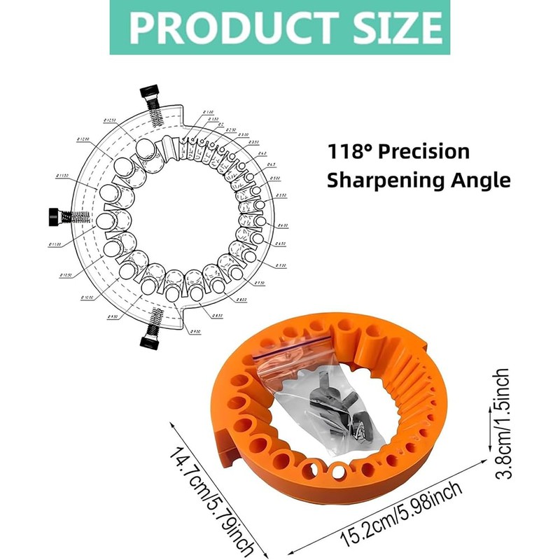 Drill Bit Sharpener, Power Drill Bit Grinding Attachment, Giant Blade