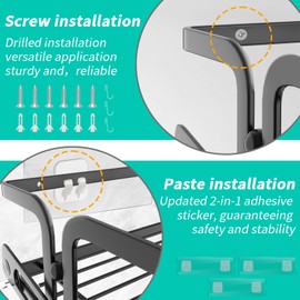 Cvesqkxr 3-Pack Wall Mount Spice Rack Organizer with Towel Holder & Hooks - Kitchen Cabinet Spice Storage | Pantry Door & Seasoning Organizer | Bathroom Hanging Organizer (Black)