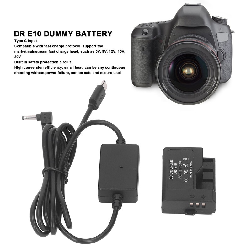 LP E10 Dummy Battery DR E10 DC Coupler Dummy Battery