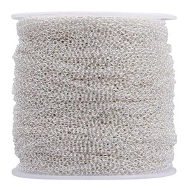 Cheriswelry 32.8Feet Iron Cable Chain Silver Link Chain for Jewellery Crafts Making 2x1.5mm