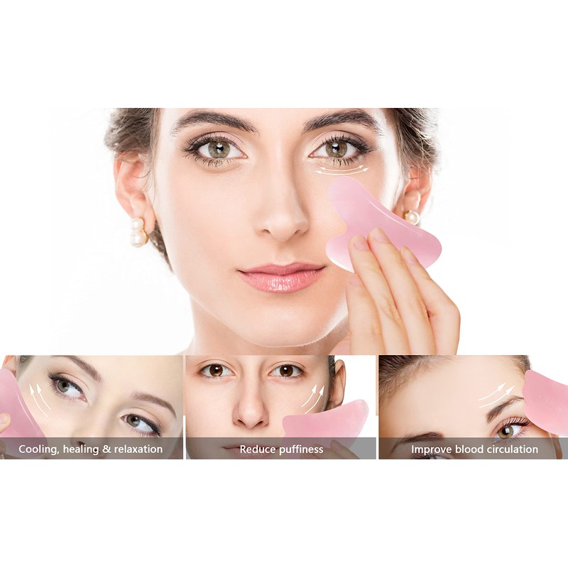 Mina Heal Rose Quartz Gua Sha and Jade Face Roller