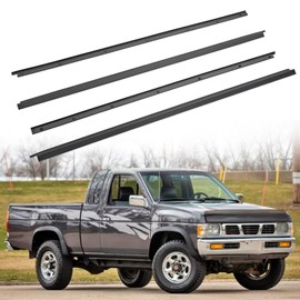 4 Pcs Black Car Outer & Inner Door Window Moulding Trim Weatherstrip Seal Belt Compatible with Nissan Vehicle 1986-1994 Pickup D21 Hardbody, Replace#80820-01G00 80821-01G00 80834-01G00 80835-01G00