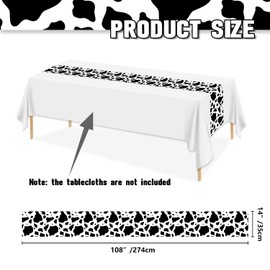Hegbolke 6 Pcs Cow Print Table Runner, 14 x 108 in Black and White Cow Table Runner Farm Cow Print Tablecloth Western Tablecloth for Birthday Western Barnyard Home Kitchen Table Decorations