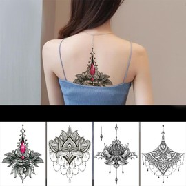 10 Blatt Lotus Blume wasserdichte temporäre Tattoo-Aufkleber für den Arm für weibliche sexy Arm Brust zum Abdecken von Narben