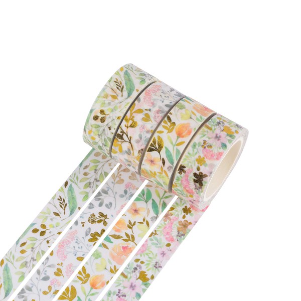 YUBBAEX Washi Tape, 4 Rouleaux Masking Tape Ruban adhesif decoratif pour Scrapbooking Artisanat de Bricolage (Rêve Floral 4 Rouleaux)