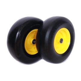 Dayrim 13x5.00-6 Flat-Free, Punture Proof, Lawn Mower Tires,Zero Turn Mowers Front Tires, 3/4" Bearings Installed, Extra 5/8" & 1/2" Bearings, 3.25"-7.25" Centered Hub, 2PCS. Yellow Rim.