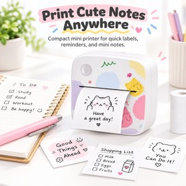 Portable Thermal Label Printer for Home & Work – Bluetooth 203 DPI Pocket Printer for Labels, Notes, Photos & Organization