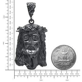 The Bling Factory Black Plated Jesus Piece Pendant, 49mm x 27mm (⅞ inches' x ')