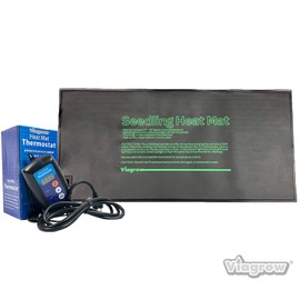 Viagrow VHMDT Single Tray, MET Standard Heat Mat and Thermostat, 1-Pack 20”8”, Black