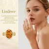 Linawe Chunky Gold Birthstone Rings for Women, Oval Imitation Diamond