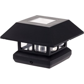 Veranda 4 in. x 4 in. 7 Lumens Black Plastic Solar Post Cap (Common: 4 in. x 4 in. ; Actual: 3-58 in. x 3-58 in. )