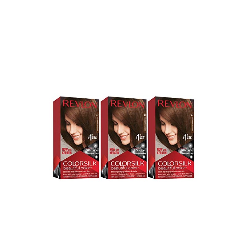 Revlon Colorsilk Beautiful Color, Medium Rich Brown, 3 Count