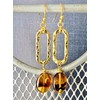 Etched Gold Earrings with Tortoise Beads Jewelry Earrings for Women