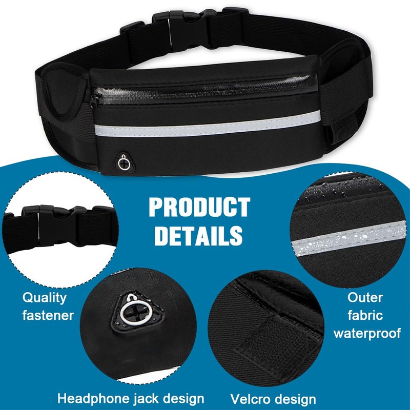 ZKSXOA Running Belt with Adjustable Elastic Strap,Waterproof Large Capacity Running